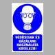 Rendelkező matricák, táblák, jelek, piktogramok, - Piktogramok szöveggel - Védősisak és gázálarc használata kötelező!