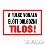 A fülke vonala előtt dolgozni Tilos!