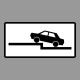 KRESZ tábla, Közúti jelzőtábla - "H" Kiegészítő jelzőtáblák - Járdán Várakozás Keresztben, Félig Felállással (Bal)