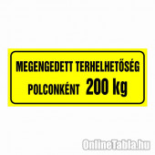 Megengedett terhelhetőség polconként (Igény szerinti súllyal)