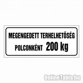 Megengedett terhelhetőség polconként (Igény szerinti súllyal)