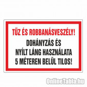 TŰZ ÉS ROBBANÁSVESZÉLY! DOHÁNYZÁS ÉS NYÍLT LÁNG HASZNÁLATA  5 MÉTEREN BELÜL TILOS!