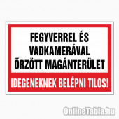 FEGYVERREL ÉS VADKAMERÁVAL ÕRZÖTT MAGÁNTERÜLET! IDEGENEKNEK BELÉPNI TILOS!